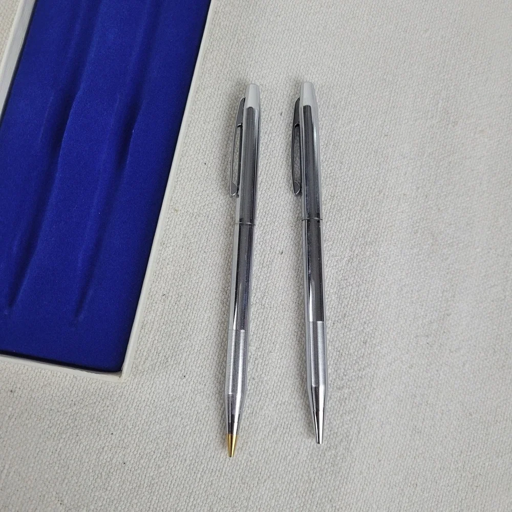 Vintage Montgomery Ward Centennial Pen and Pencil‎ Set Silver Tone Original Box